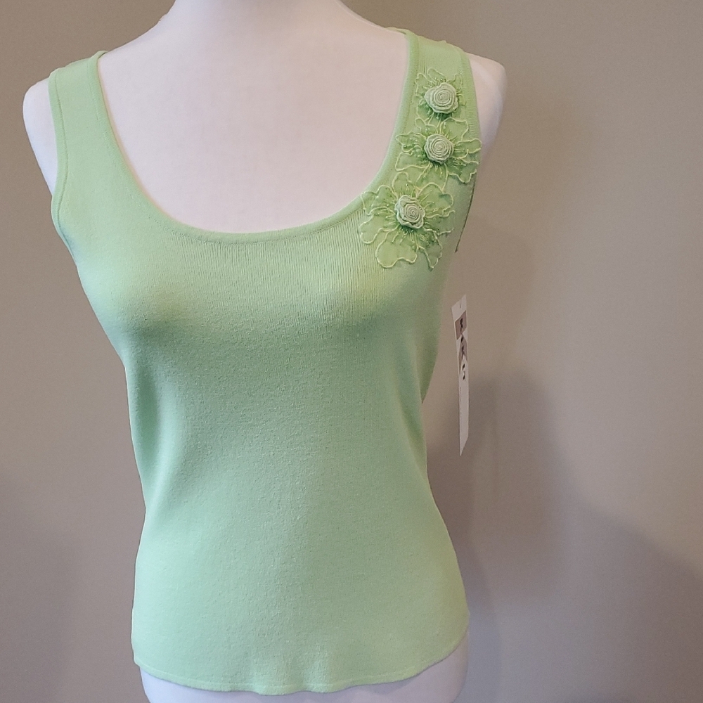 Green Floral Embellished Women's Top